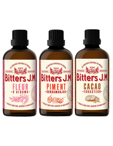 Pack 3 Bitter JM Cacao, Piment et Fleur d'Atoumo Rhum JM Bitter